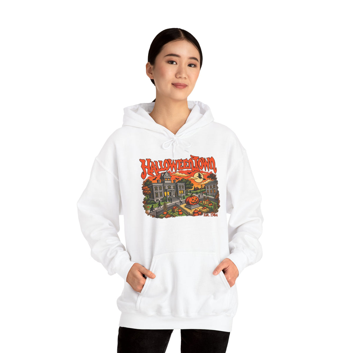 Halloween Town illustration Hoodie | Haunted House, Pumpkin Patch