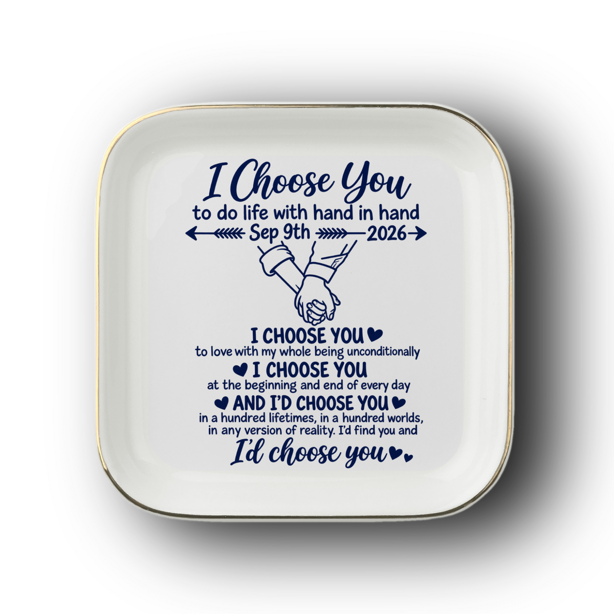 Personalized “I Choose You” Wedding Jewelry Dish