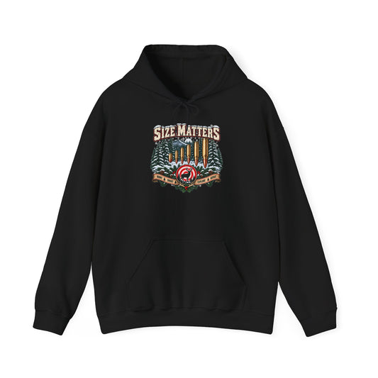 Size Matters Camping Hoodie — Vintage Outdoor Forest Graphic Sweatshirt