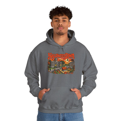Halloween Town illustration Hoodie | Haunted House, Pumpkin Patch