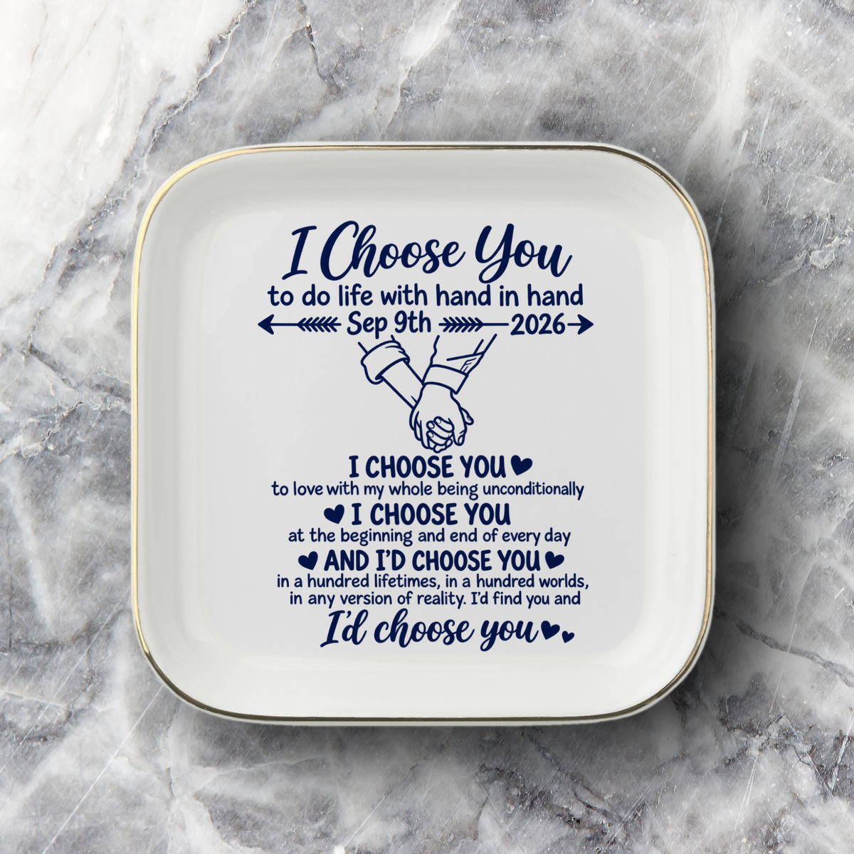 Personalized “I Choose You” Wedding Jewelry Dish